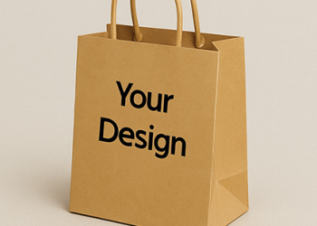 Customised Handle Paper Bag | Brown Kraft | 12x7x8 Inch | 100 GSM