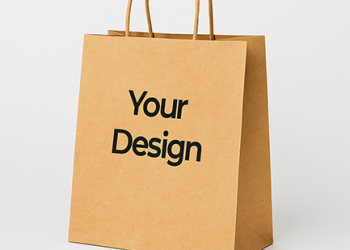 Customised Handle Paper Bag | Brown Kraft | 9x6x7 Inch | 100 GSM