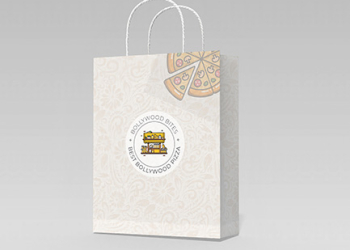 Customised Handle Paper Bag | White Kraft | 9x6x7 Inch | 100 GSM